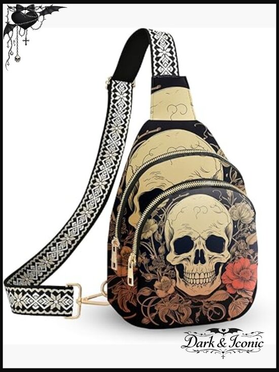 Skull Faux Leather Sling Bag Crossbody Backpack Daypack Women main image 4
